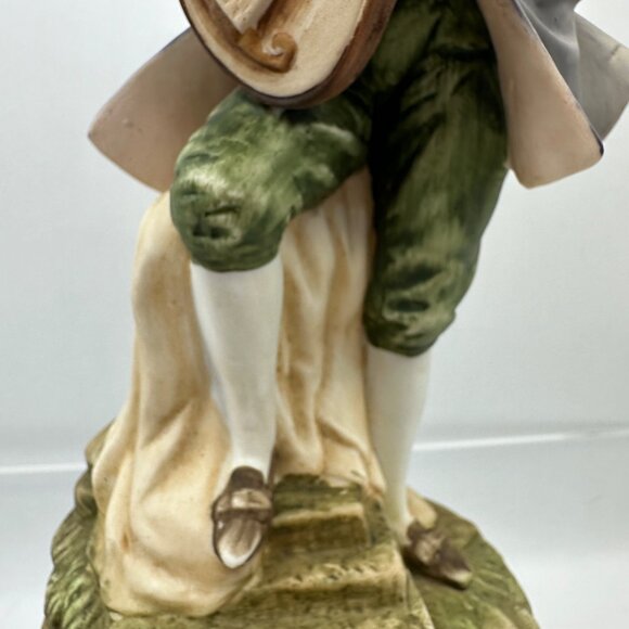 Vintage Lefton China Hand Painted Figurine KW 6414 Musician Lute Guitar Bisque - Picture 13 of 16